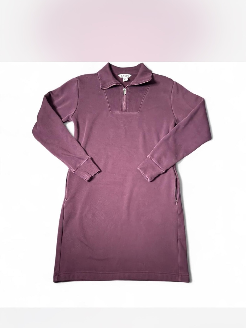 Athleta Plum Long Sleeve Zip-Neck Dress